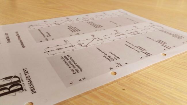 dressage test sheet