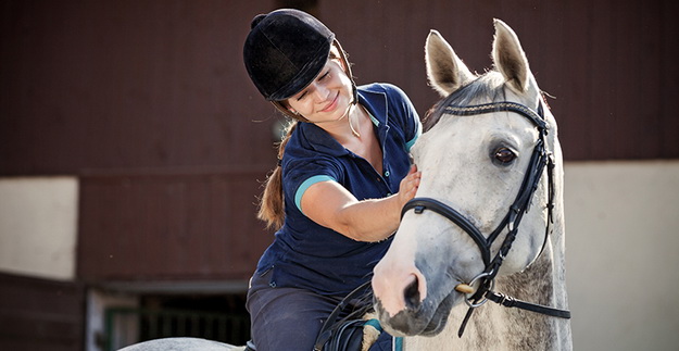 Confident Horse Rider happy lady small